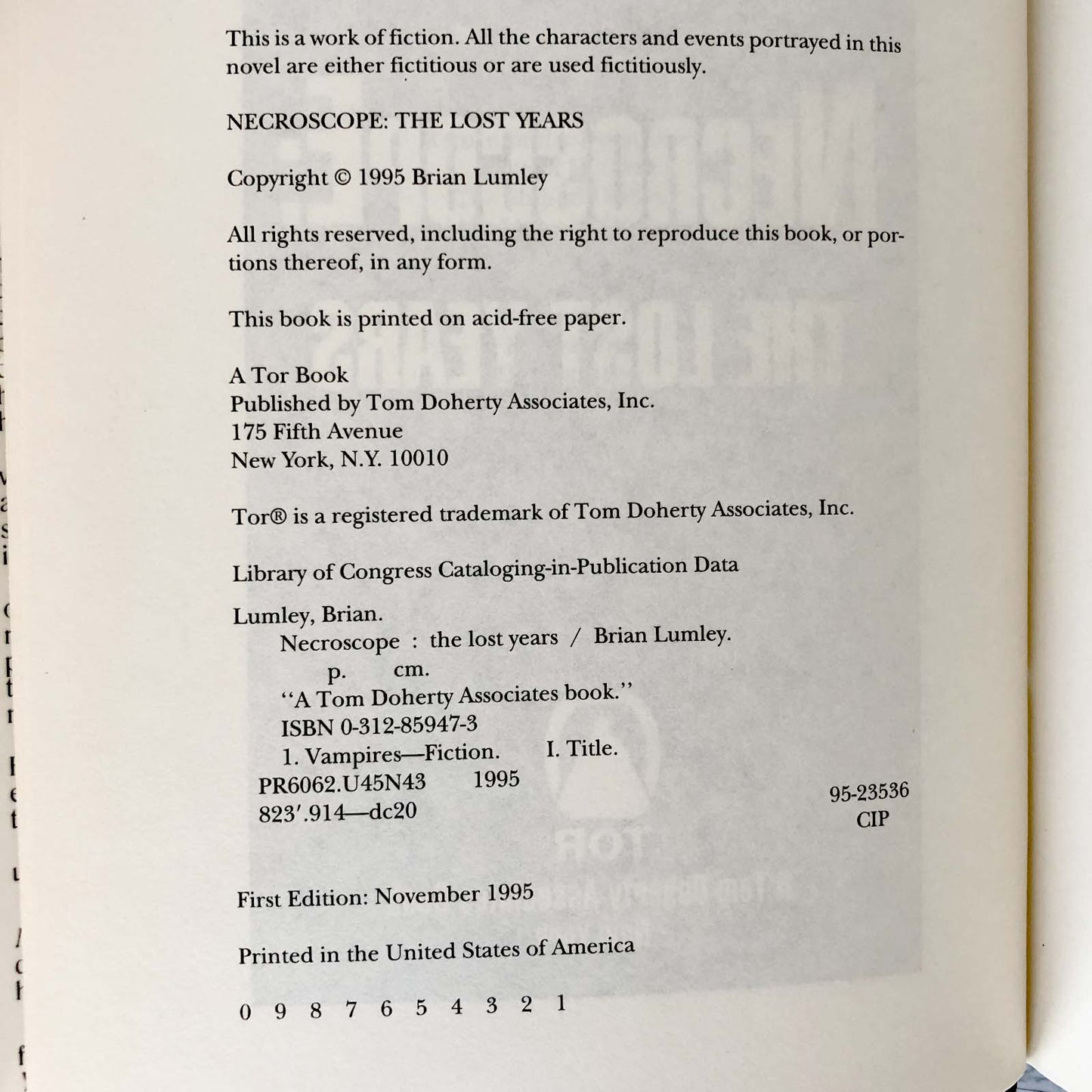 Necroscope: The Lost Years by Brian Lumley [FIRST EDITION / FIRST PRINTING]