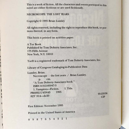 Necroscope: The Lost Years by Brian Lumley [FIRST EDITION / FIRST PRINTING]
