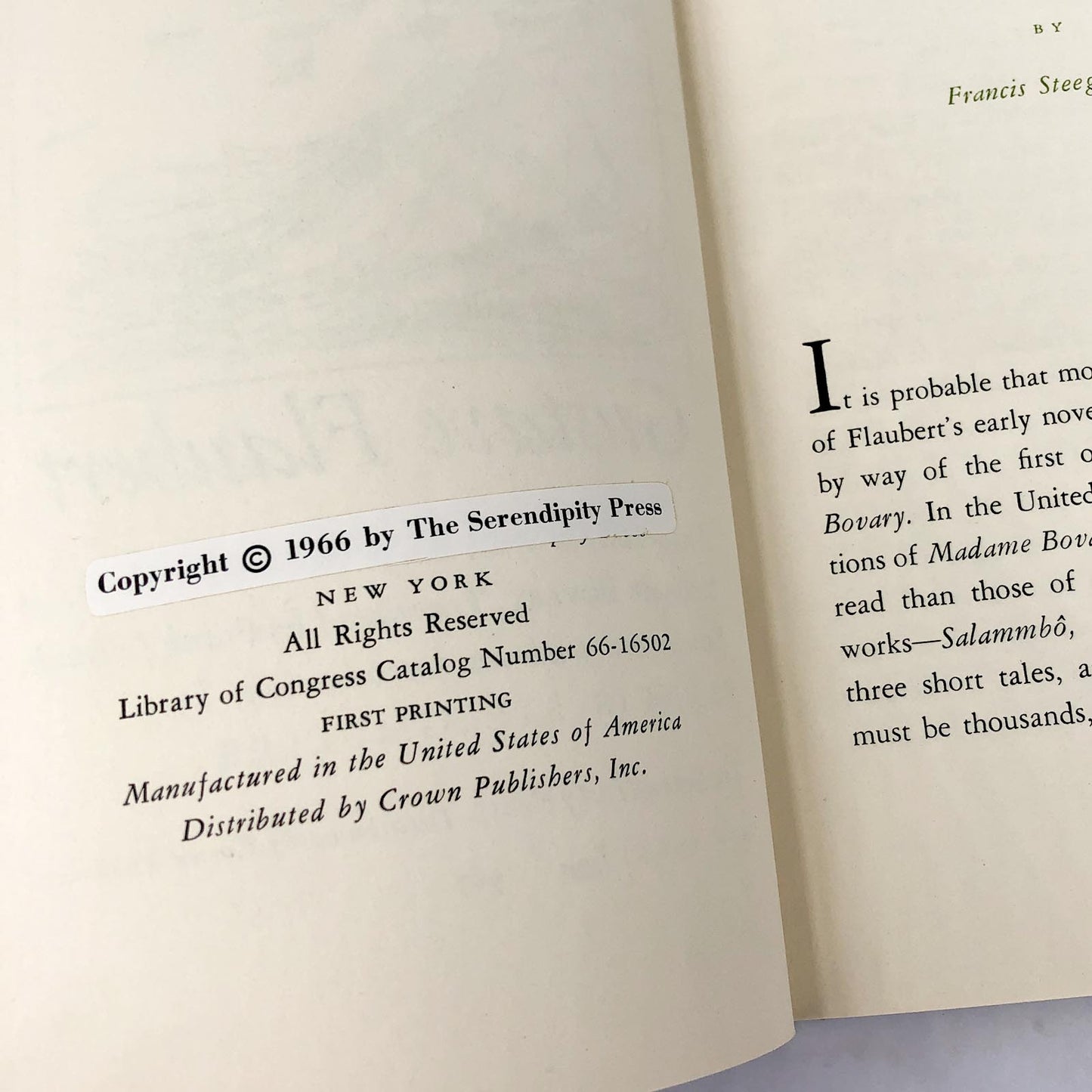 November by Gustave Flaubert [NEW EDITION] 1967 ❧ Serendipity Press