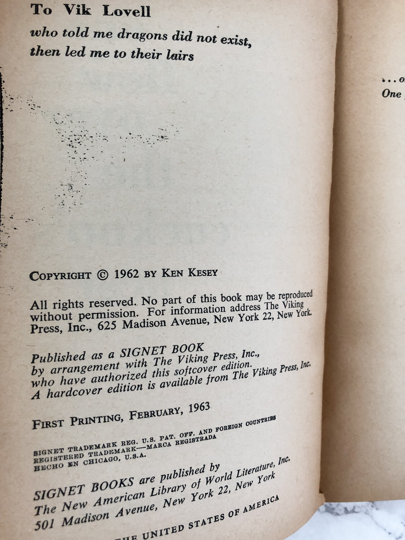 One Flew Over the Cuckoos Nest by Ken Kesey [FIRST PAPERBACK PRINTING] - Bookshop Apocalypse