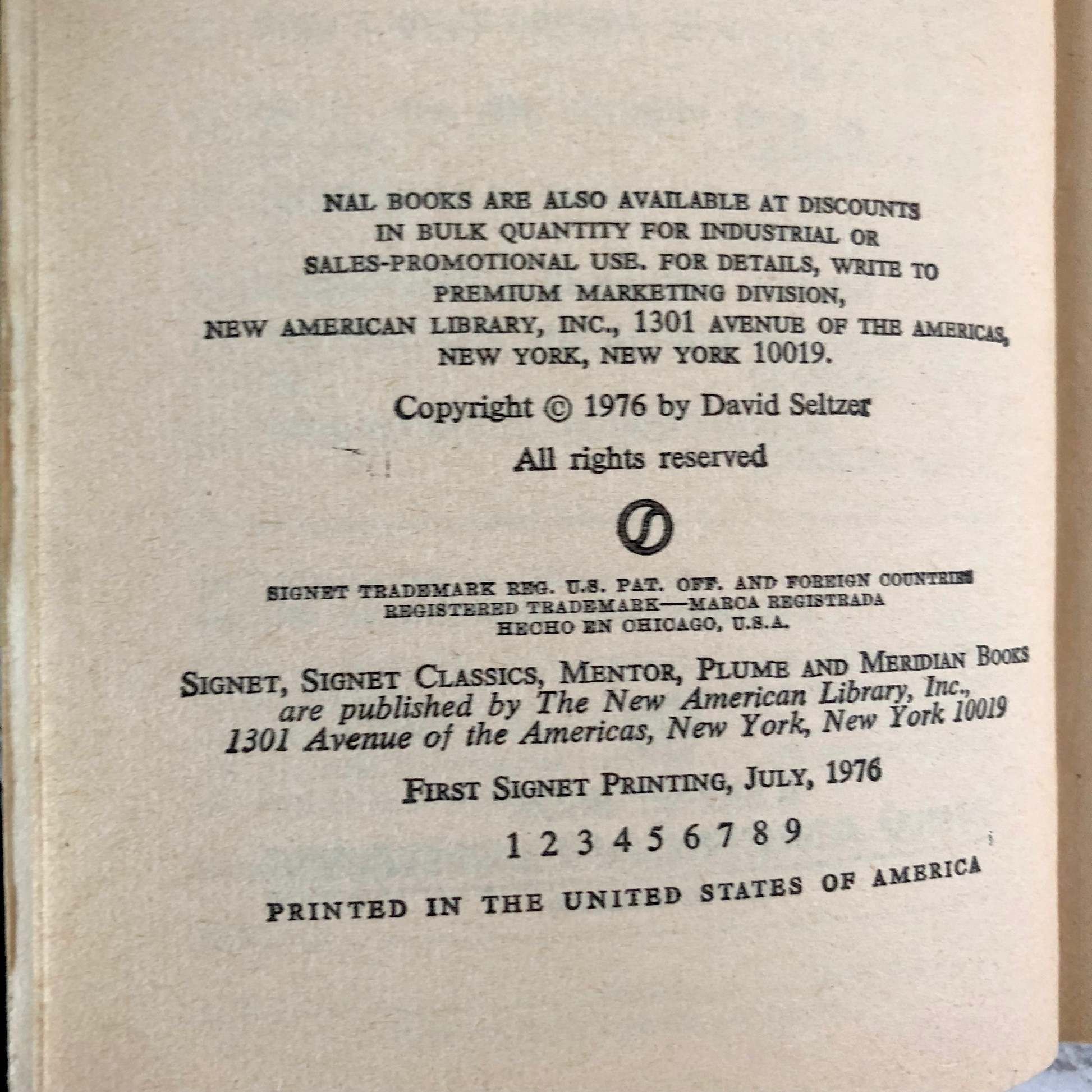 The Omen by David Seltzer [FIRST PAPERBACK PRINTING / 1976] - Bookshop Apocalypse