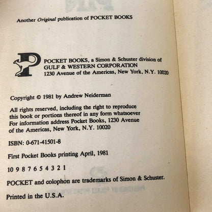 PIN by Andrew Neiderman [FIRST EDITION / FIRST PRINTING] 1981