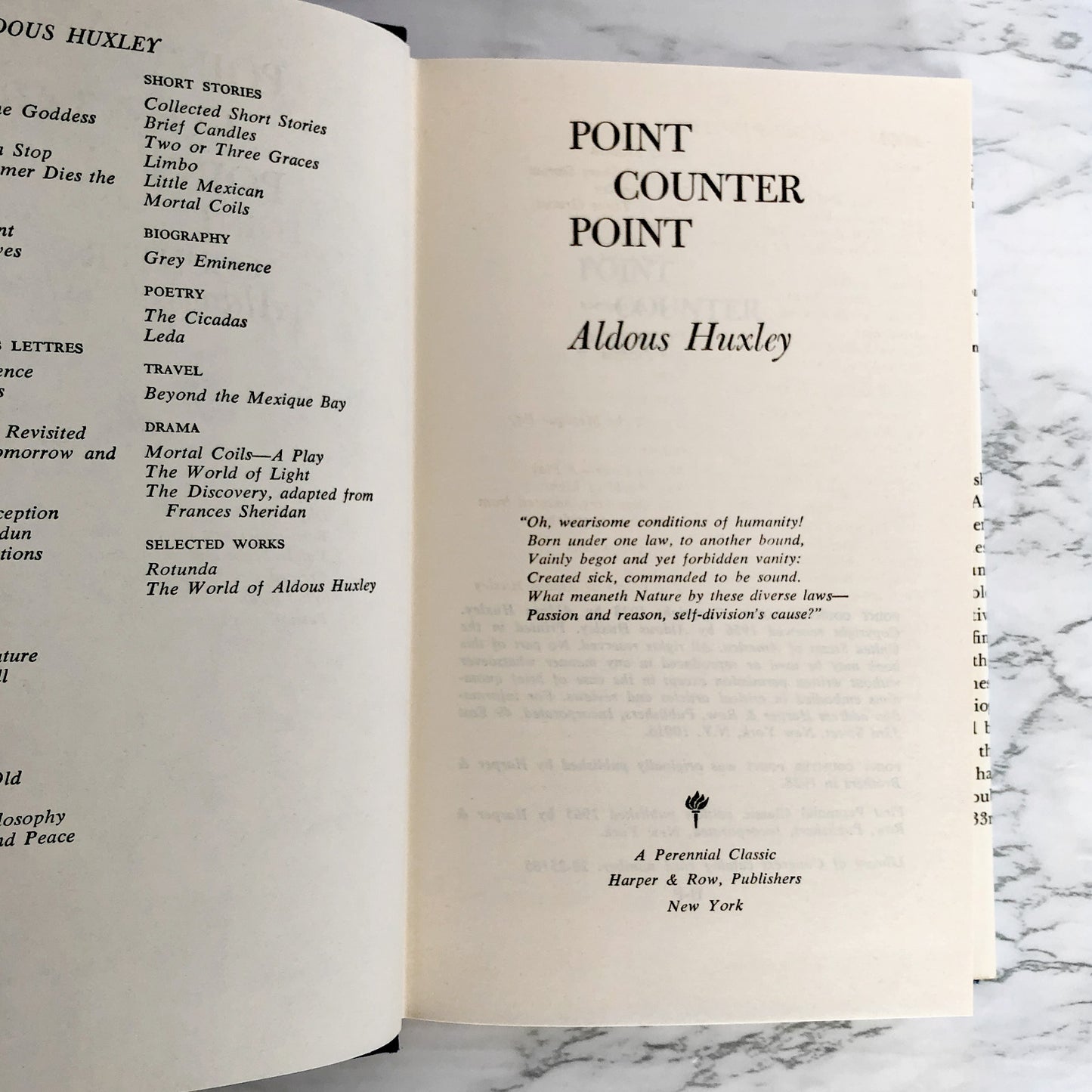 Point Counter Point by Aldous Huxley [1965 PERENNIAL HARDCOVER]