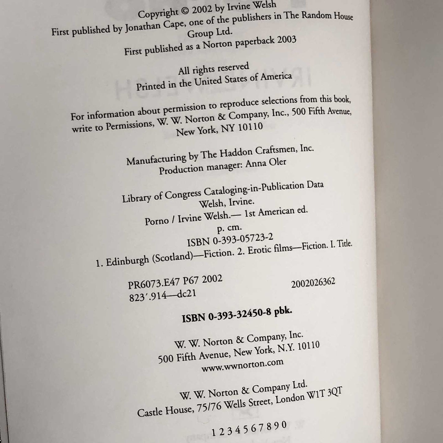 Porno by Irvine Welsh [FIRST PAPERBACK PRINTING] 2003