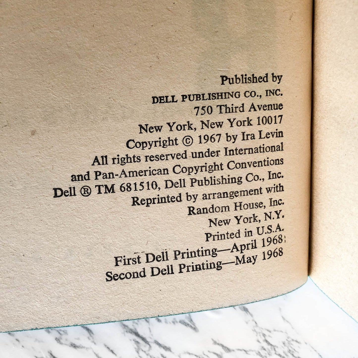 Rosemary's Baby by Ira Levin [FIRST PAPERBACK EDITION / 1968]