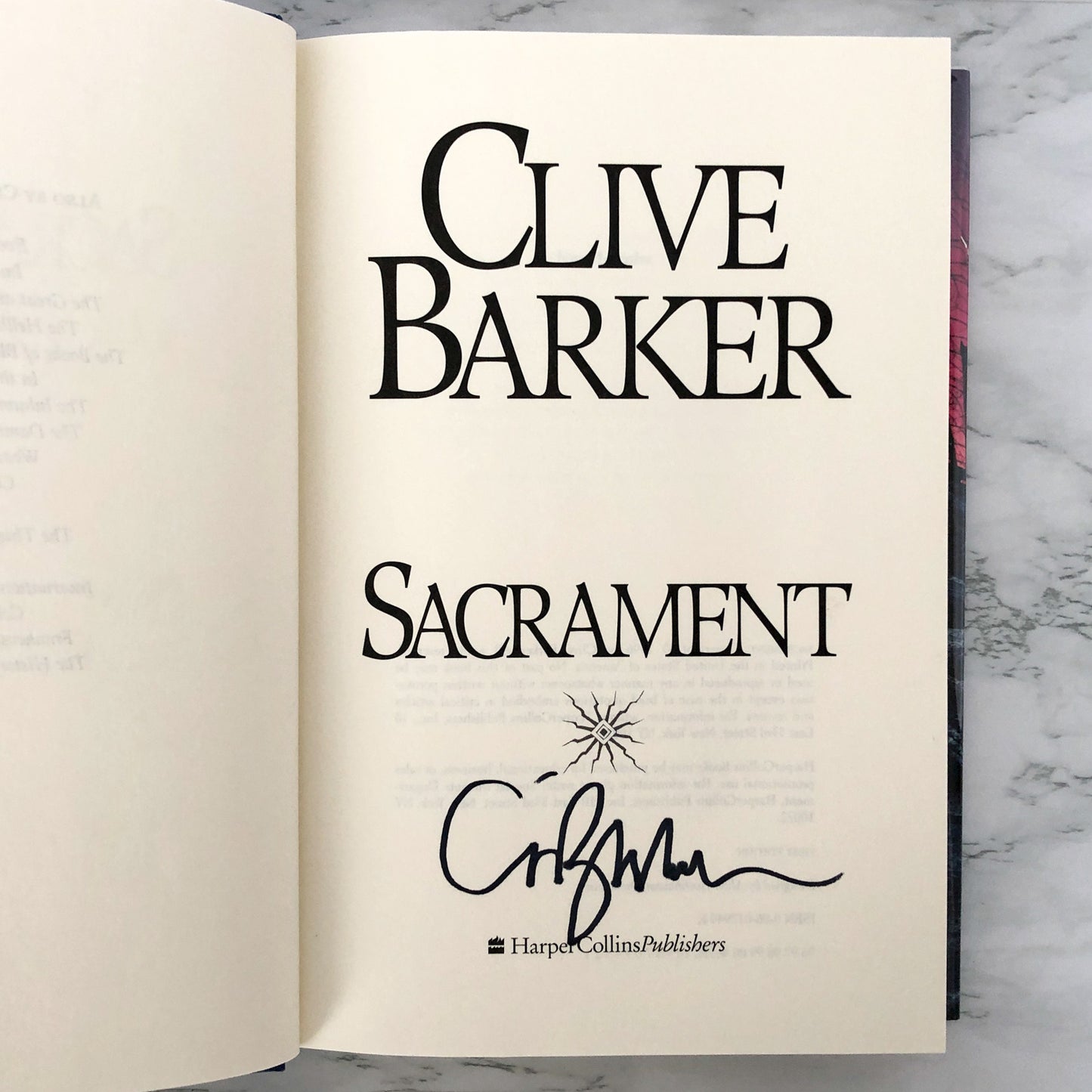 Sacrament by Clive Barker SIGNED! [FIRST EDITION]