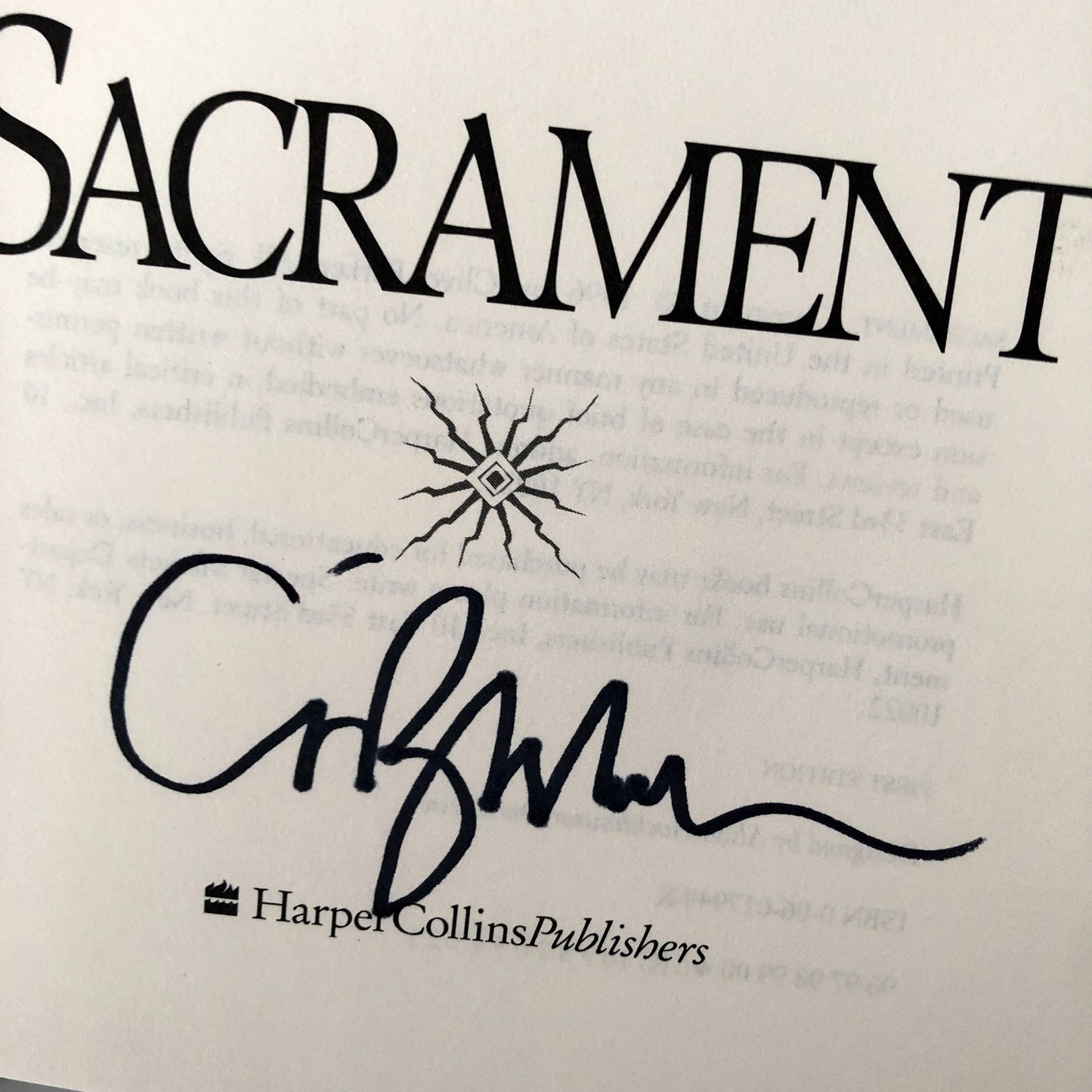 Sacrament by Clive Barker SIGNED! [FIRST EDITION]