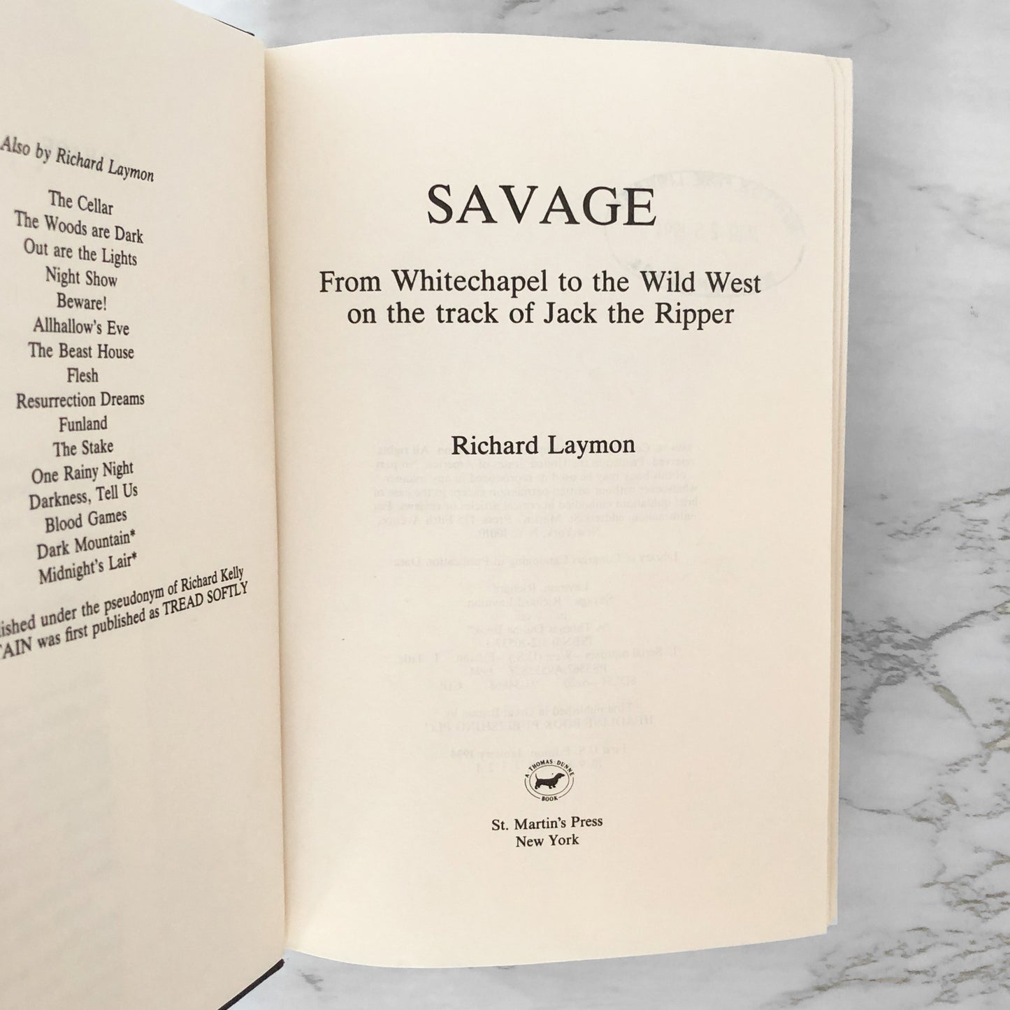 Savage by Richard Laymon [U.S. FIRST EDITION / FIRST PRINTING] 1994