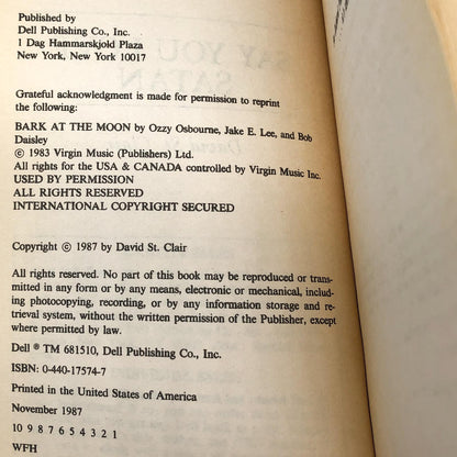Say You Love Satan by David St. Clair [FIRST EDITION / 1987]