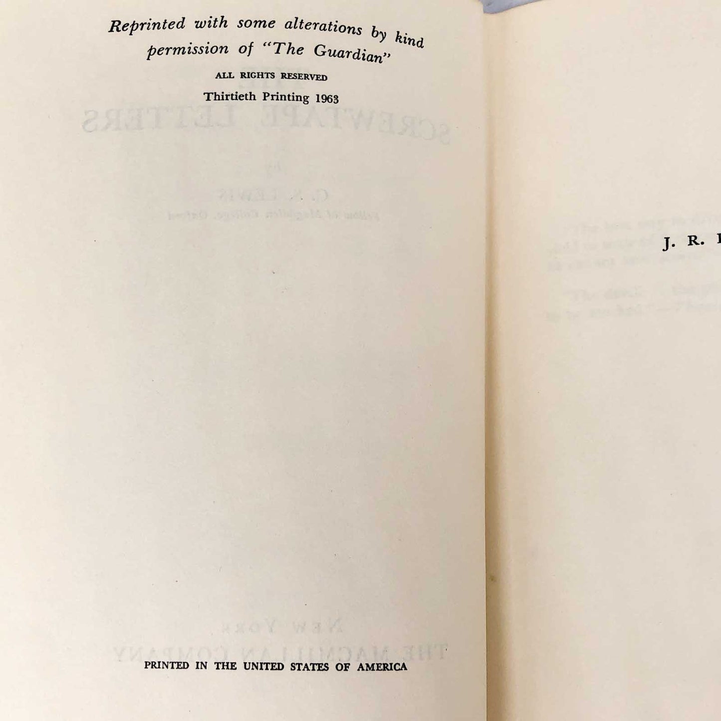 The Screwtape Letters by C.S. Lewis [U.S. FIRST EDITION] 1963 • 13th Printing • Macmillan
