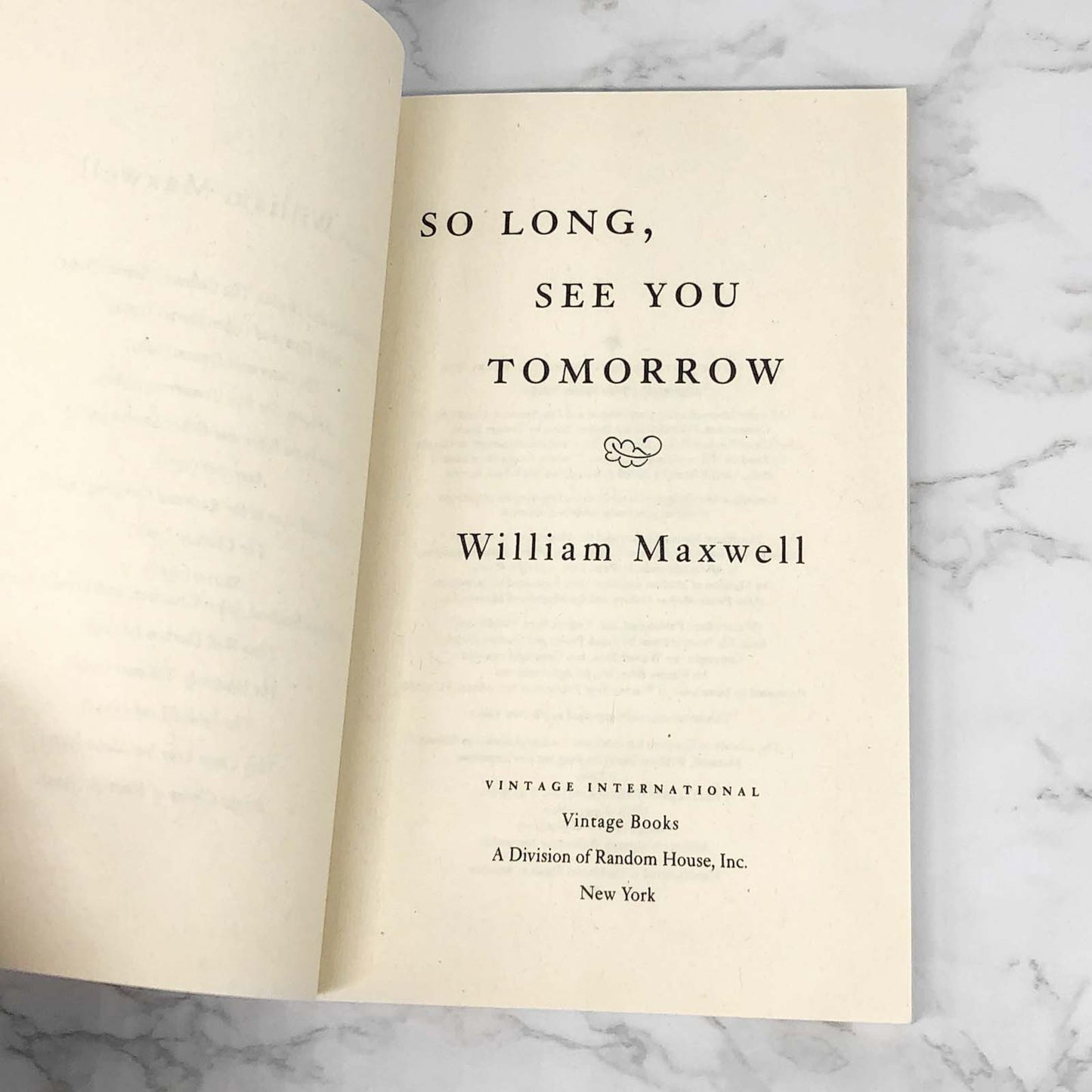 So Long, See You Tomorrow by William Maxwell [TRADE PAPERBACK] 1996