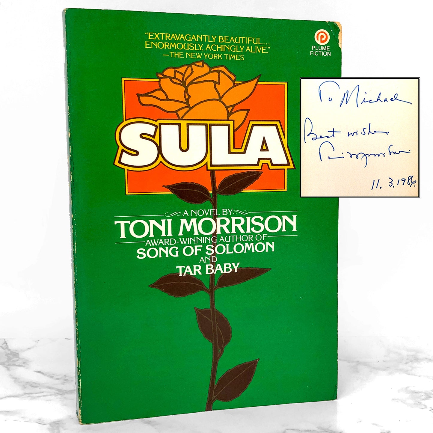 Sula by Toni Morrison SIGNED! [1982 TRADE PAPERBACK] Plume Books