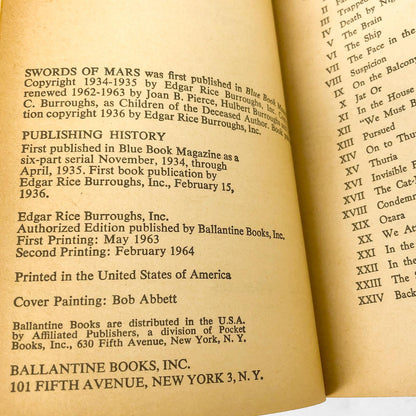 Swords of Mars by Edgar Rice Burroughs [FIRST PAPERBACK EDITION] 1964