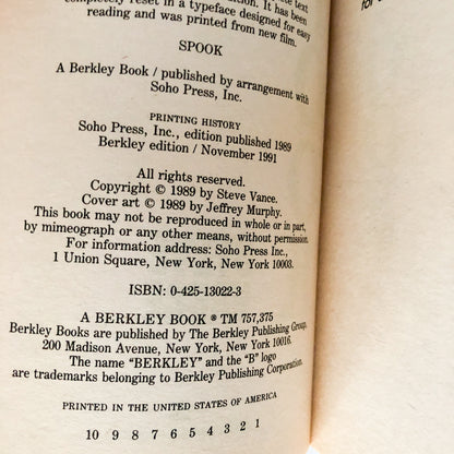 Spook by Steve Vance [FIRST PAPERBACK PRINTING / 1991]