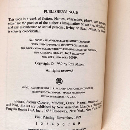 Stone Shadow by Rex Miller [FIRST EDITION / FIRST PRINTING] 1989