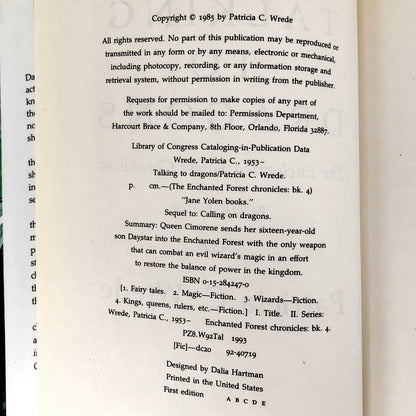 Talking to Dragons by Patricia C. Wrede [FIRST EDITION / FIRST PRINTING]