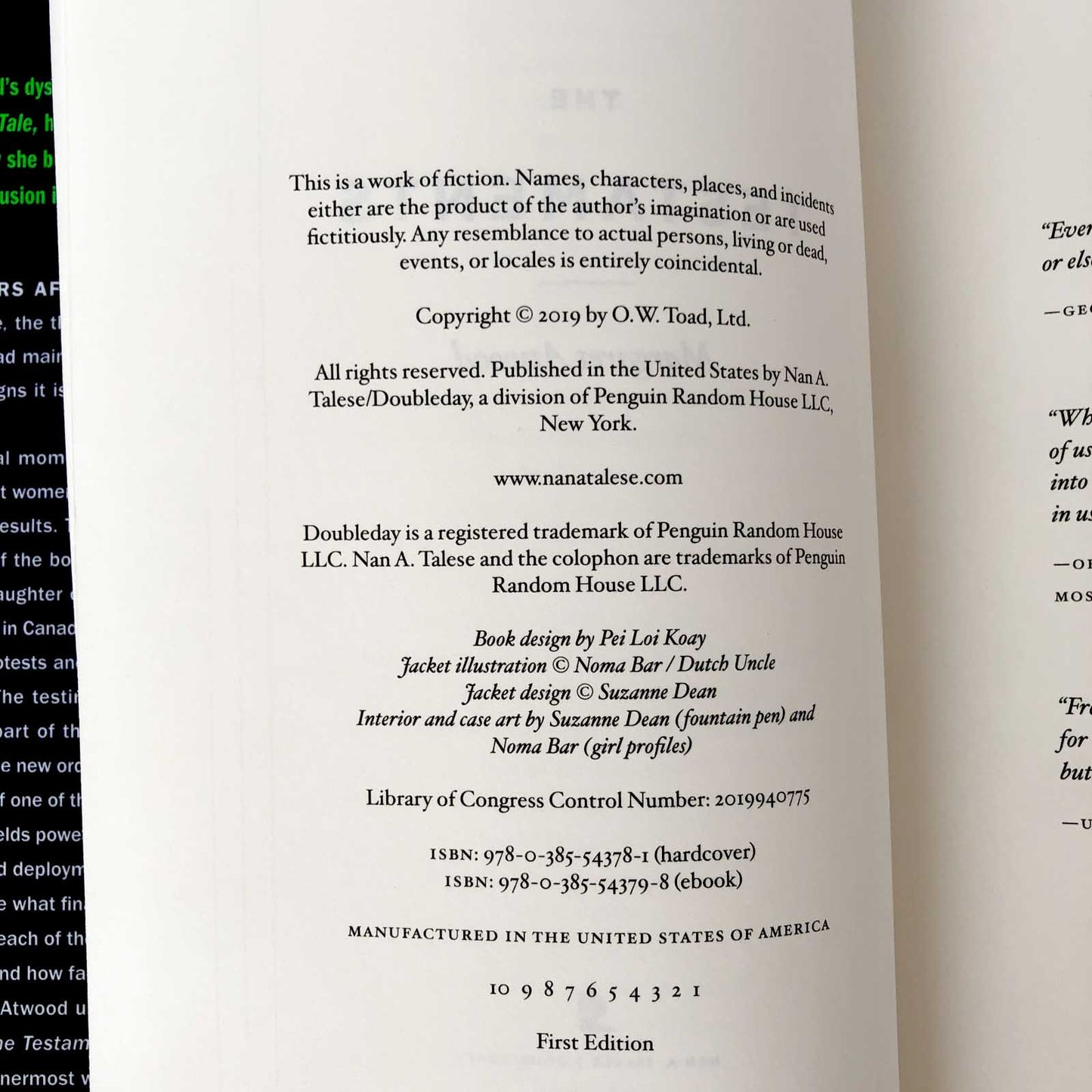 The Testaments by Margaret Atwood [FIRST EDITION • FIRST PRINTING] 2019