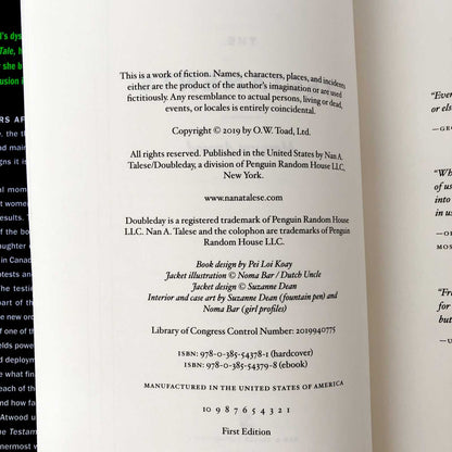 The Testaments by Margaret Atwood [FIRST EDITION • FIRST PRINTING] 2019