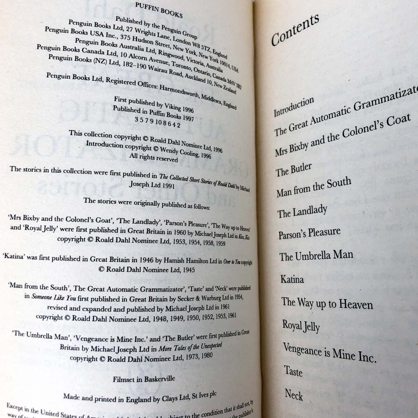 The Great Automatic Grammatizator & Other Stories by Roald Dahl [U.K. PAPERBACK] 1997