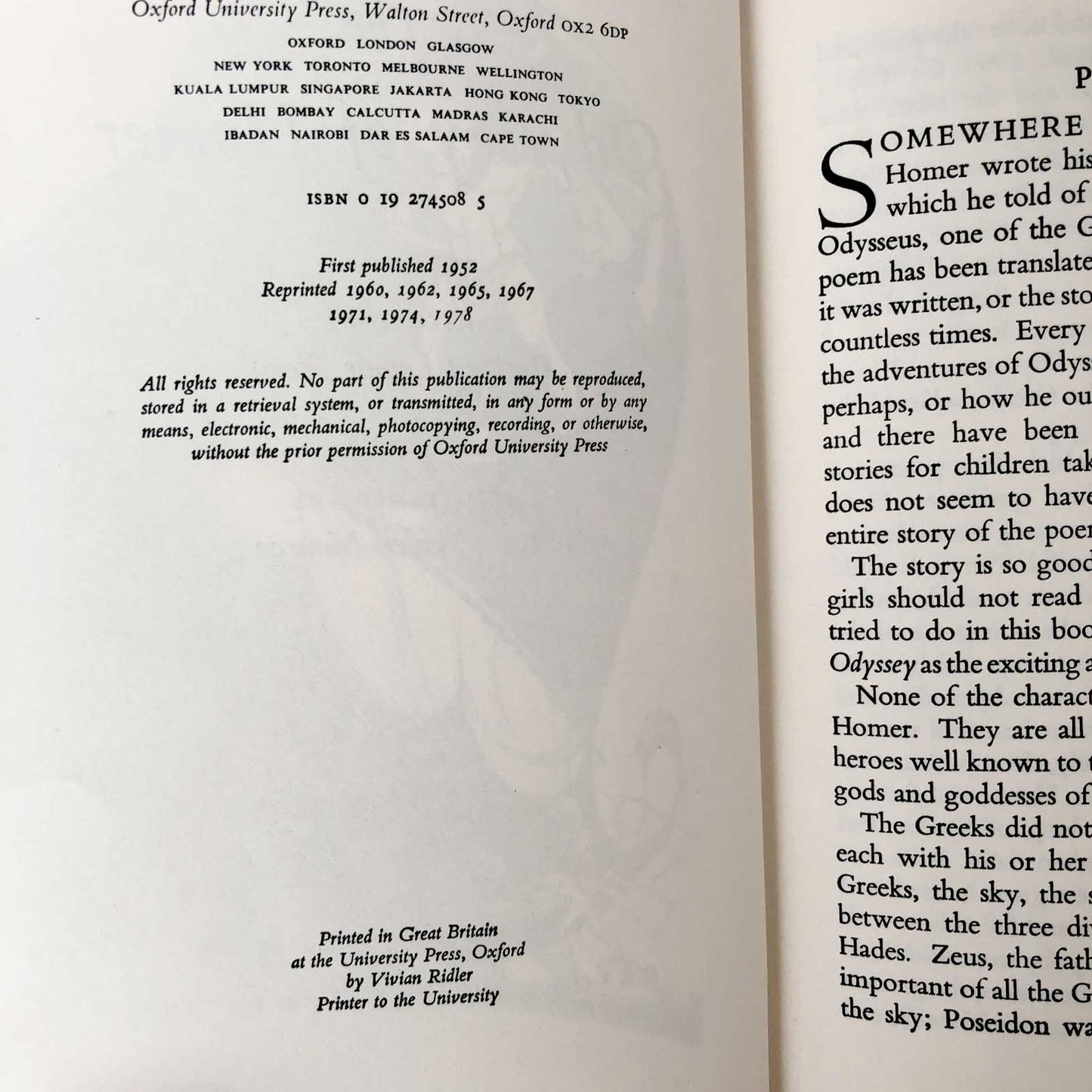 The Odyssey by Homer [ILLUSTRATED U.K. HARDCOVER] 1978 • Oxford