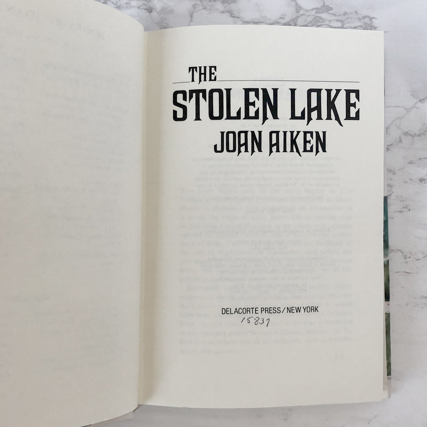 The Stolen Lake by Joan Aiken [1981 HARDCOVER] • Delacorte