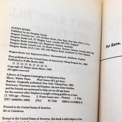 Won't Know Till I Get There by Walter Dean Myers [PERMA•BOUND HARDCOVER] 1988