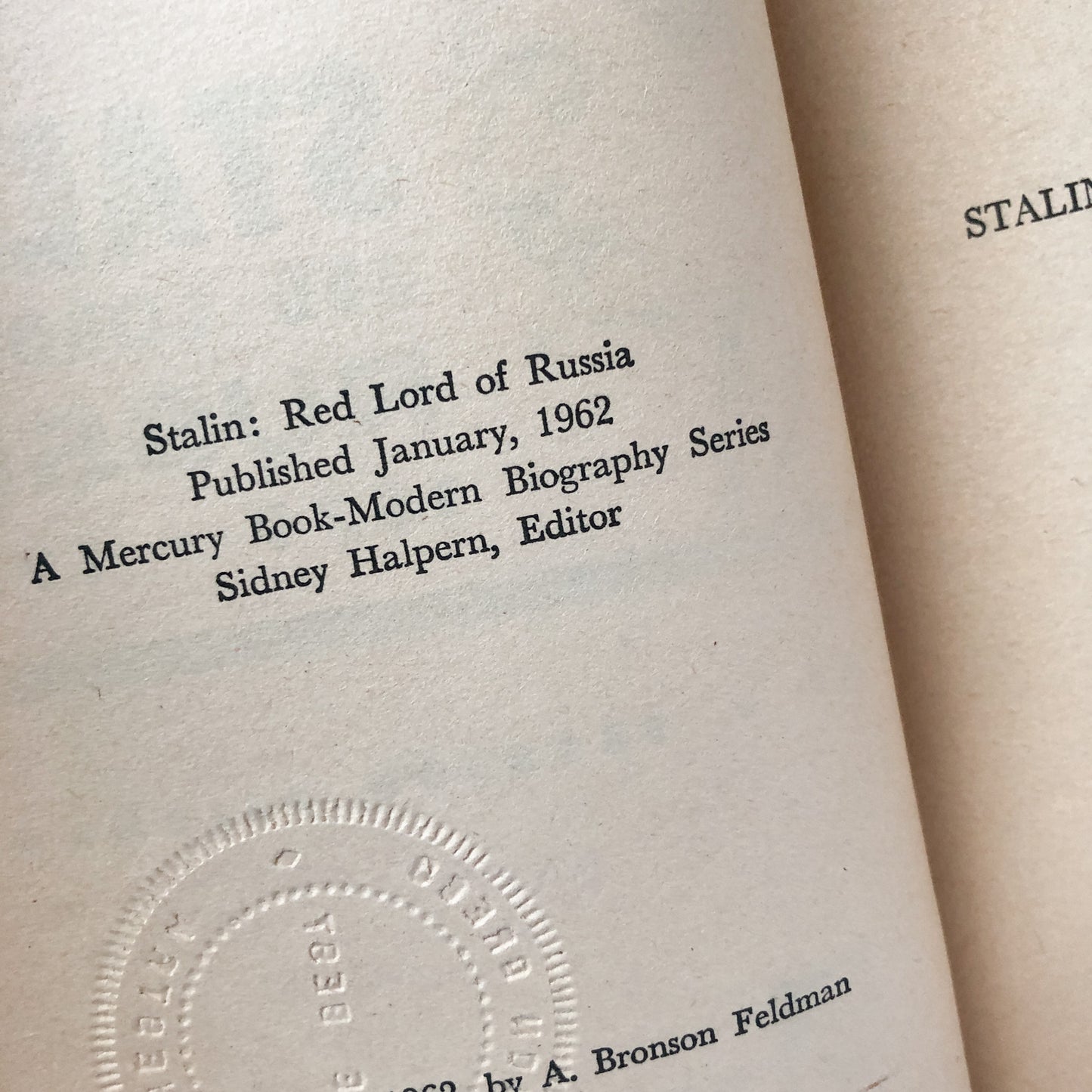 Stalin: Red Lord of Russia by A. Bronson Feldman [1962 PAPERBACK] - Bookshop Apocalypse