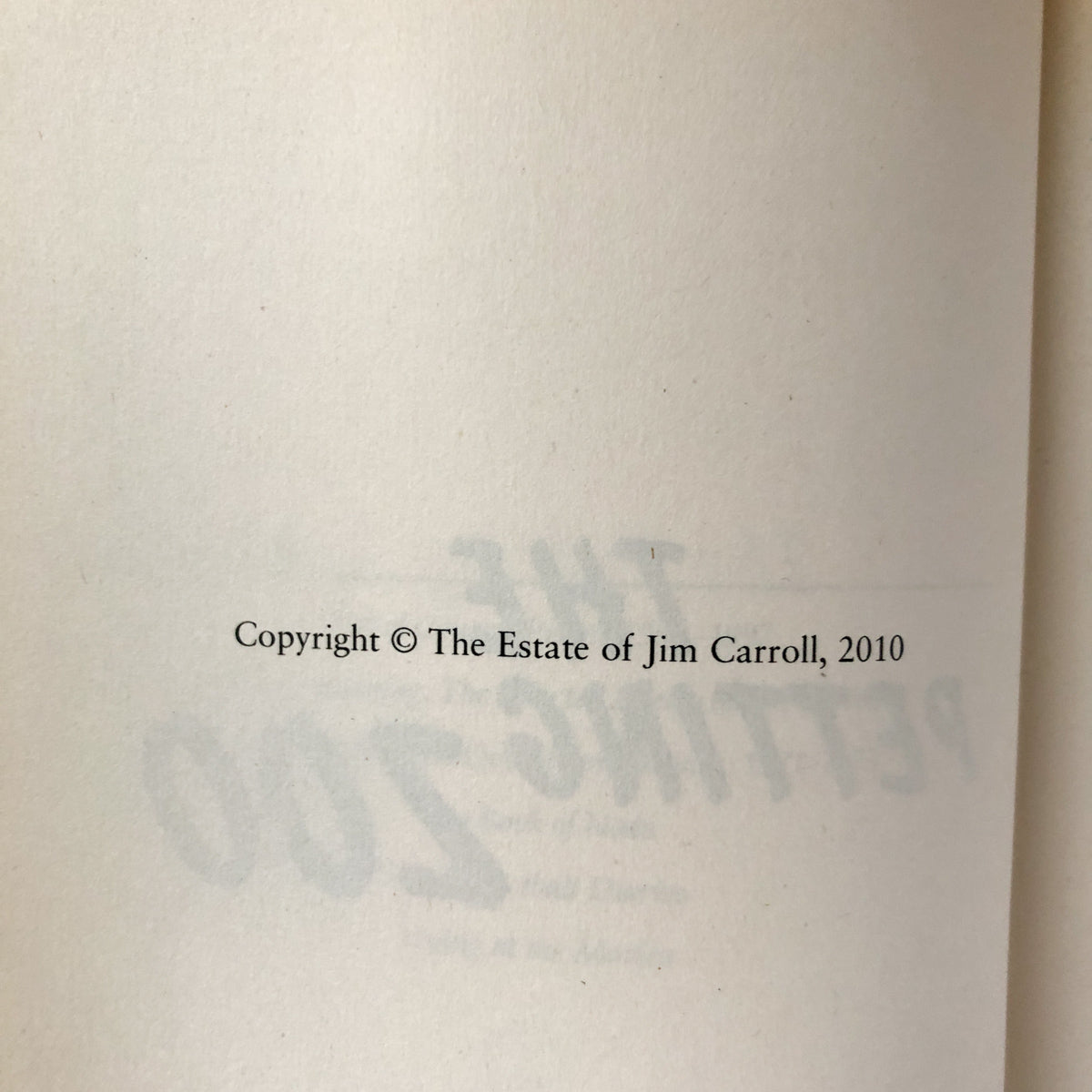 The Petting Zoo by Jim Carroll [UNCORRECTED PROOF] - Bookshop Apocalypse