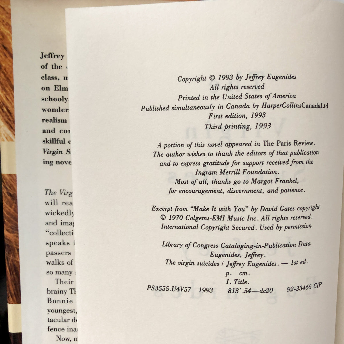 The Virgin Suicides by Jeffrey Eugenides [FIRST EDITION] - Bookshop Apocalypse