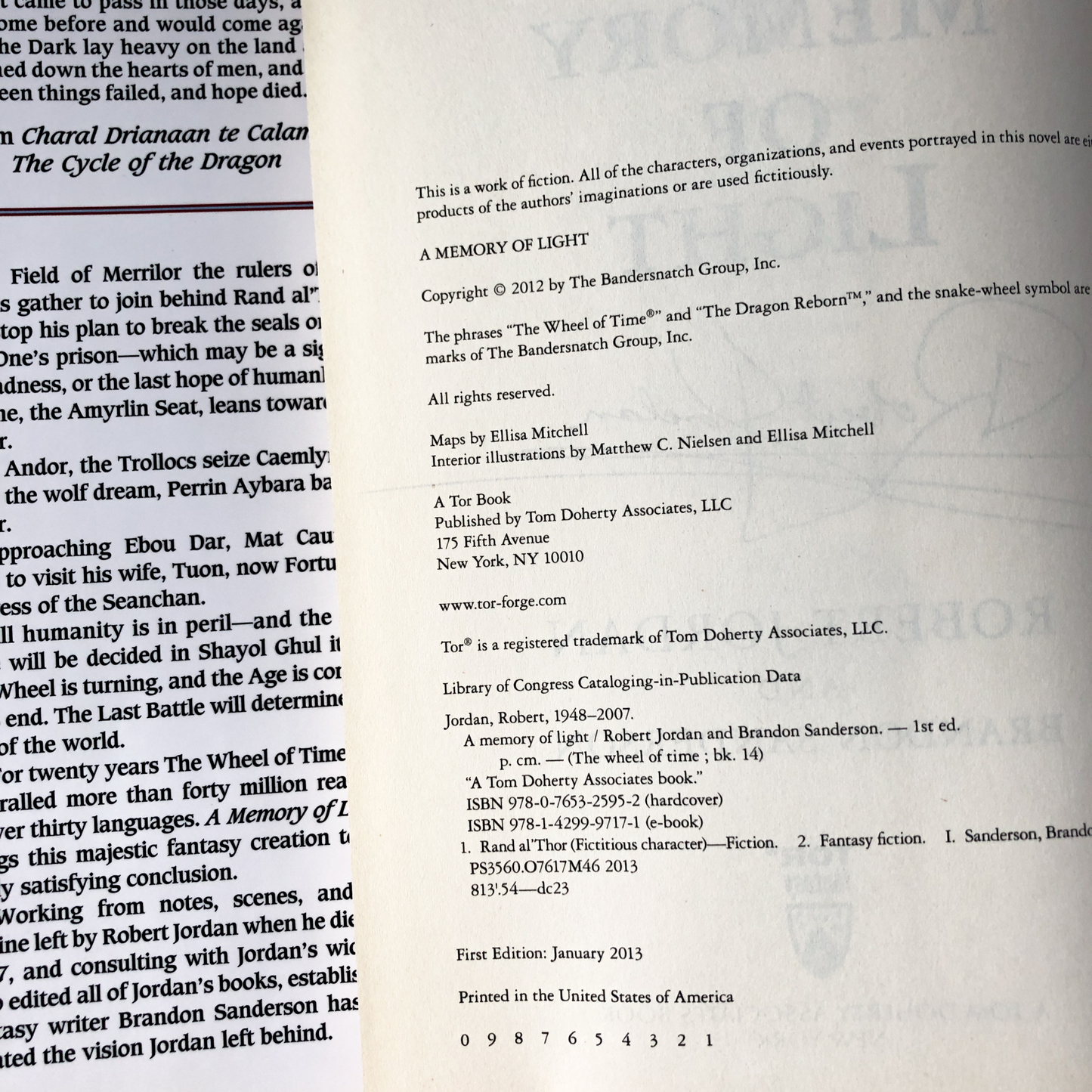 A Memory of Light by Robert Jordan [FIRST EDITION / FIRST PRINTING] - Bookshop Apocalypse