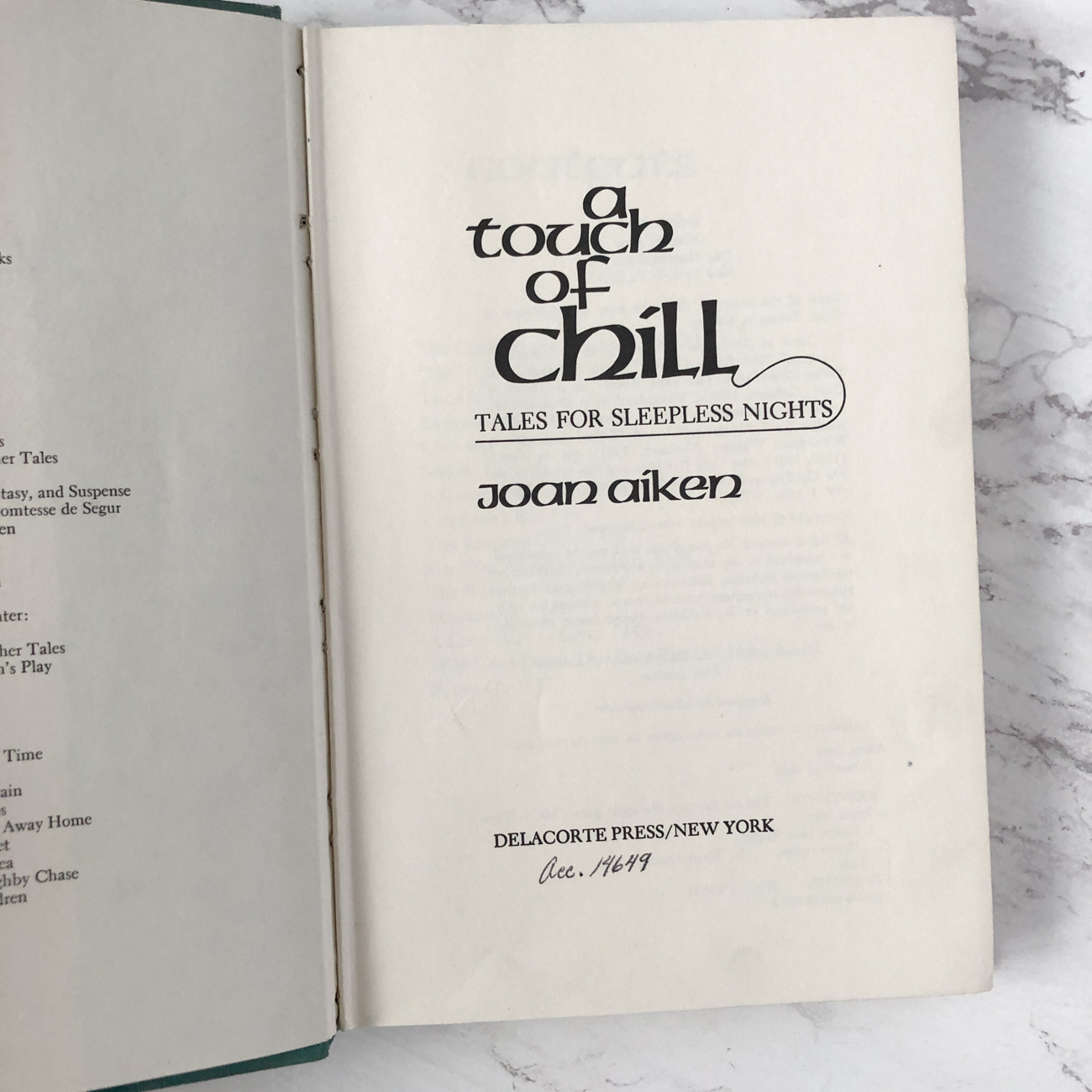 A Touch of Chill: Tales for Sleepless Nights by Joan Aiken [FIRST EDITION] - Bookshop Apocalypse