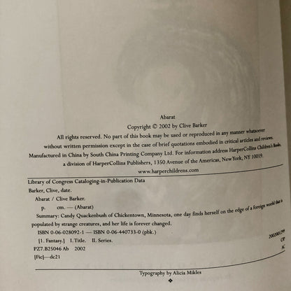 Abarat by Clive Barker [FIRST PAPERBACK EDITION] - Bookshop Apocalypse