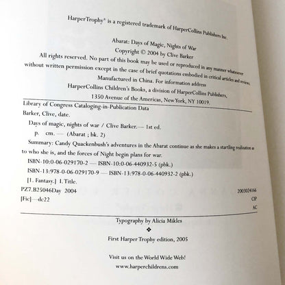 Abarat: Days of Magic, Nights of War by Clive Barker [FIRST EDITION PAPERBACK] 2005