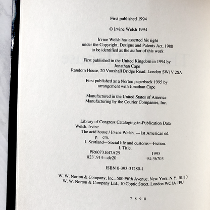 The Acid House by Irvine Welsh [FIRST PAPERBACK EDITION - 1995] - Bookshop Apocalypse