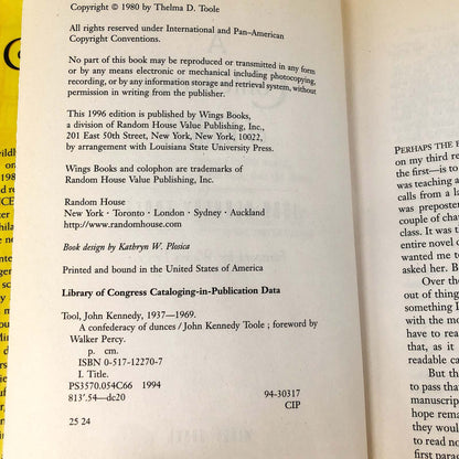 A Confederacy of Dunces by John Kennedy Toole [1996 HARDCOVER]