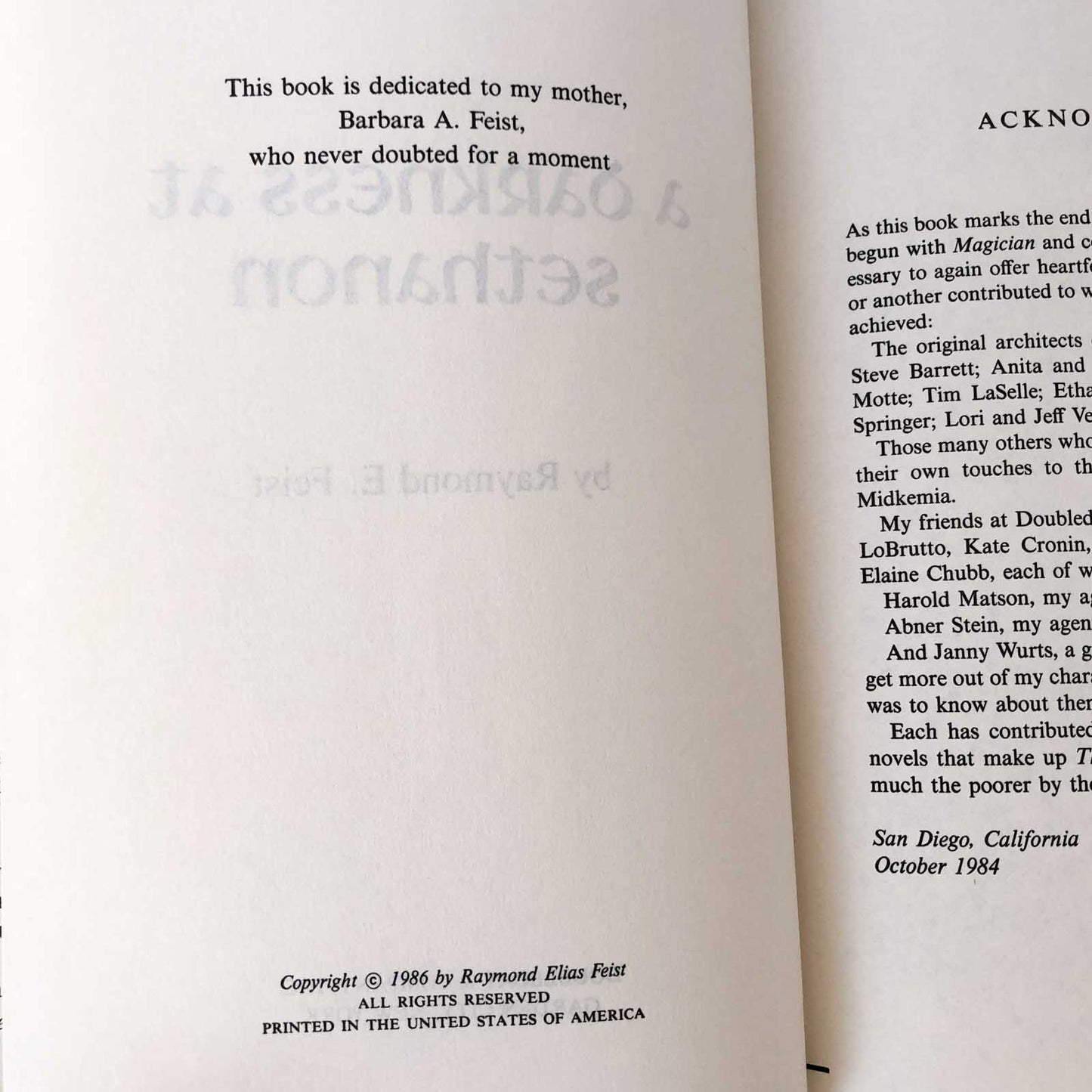 A Darkness at Sethanon by Raymond E. Feist [1986 HARDCOVER]