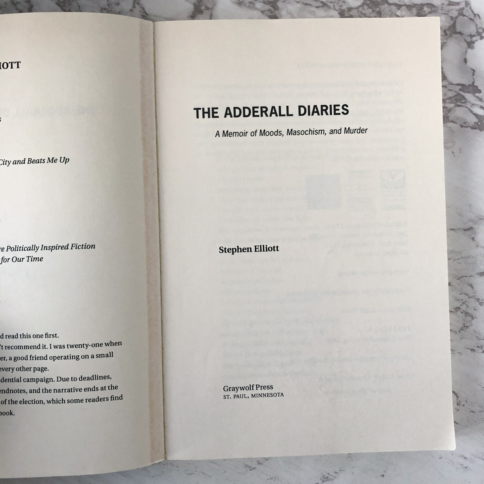 The Adderall Diaries by Stephen Elliott [SIGNED UNCORRECTED PROOF] - Bookshop Apocalypse