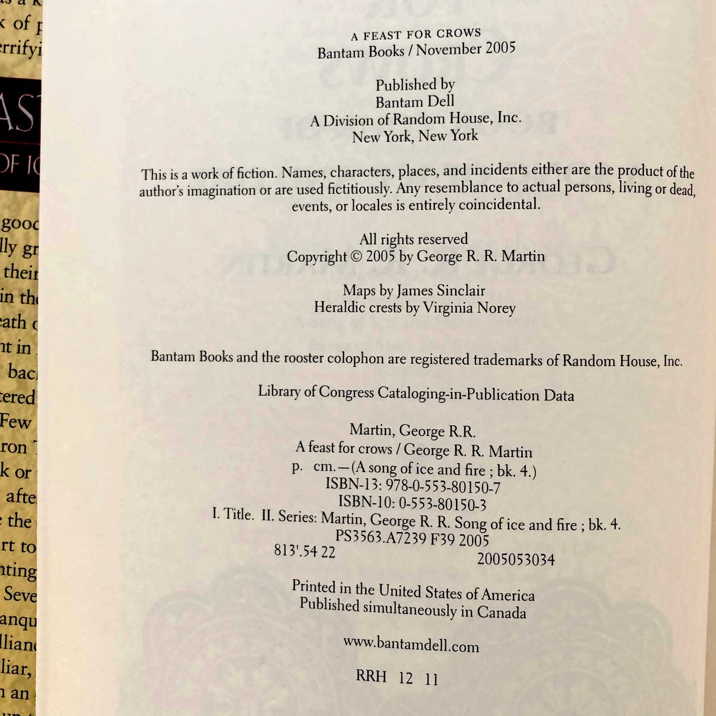 A Feast for Crows by George R.R. Martin [FIRST EDITION] 2005