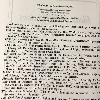 Ideas and Opinions by Albert Einstein [1954 HARDCOVER] • Bonanza