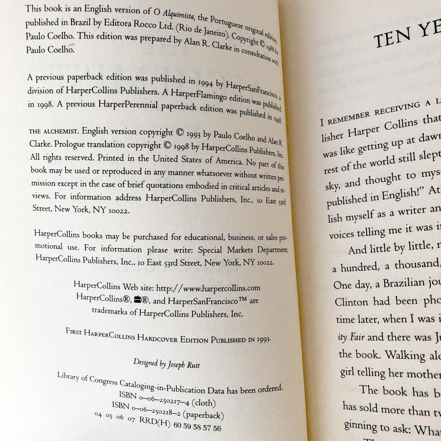 The Alchemist by Paulo Coelho [10th ANNIV. PAPERBACK / 1998]