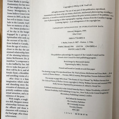 Alias Grace by Margaret Atwood [CA FIRST EDITION / FIRST PRINTING]