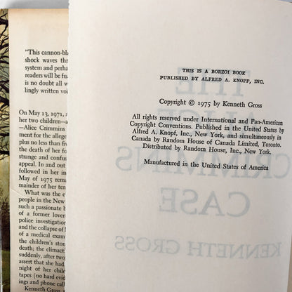 The Alice Crimmins Case by Kenneth Gross [BOOK CLUB EDITION / 1975]