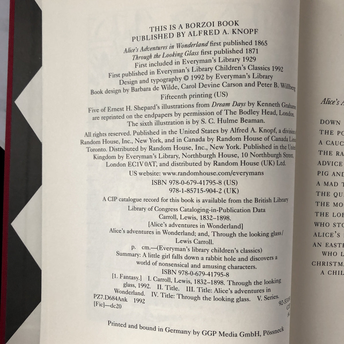 Alice's Adventures in Wonderland & Through The Looking Glass by Lewis Carroll [EVERYMAN'S LIBRARY / 1992] - Bookshop Apocalypse