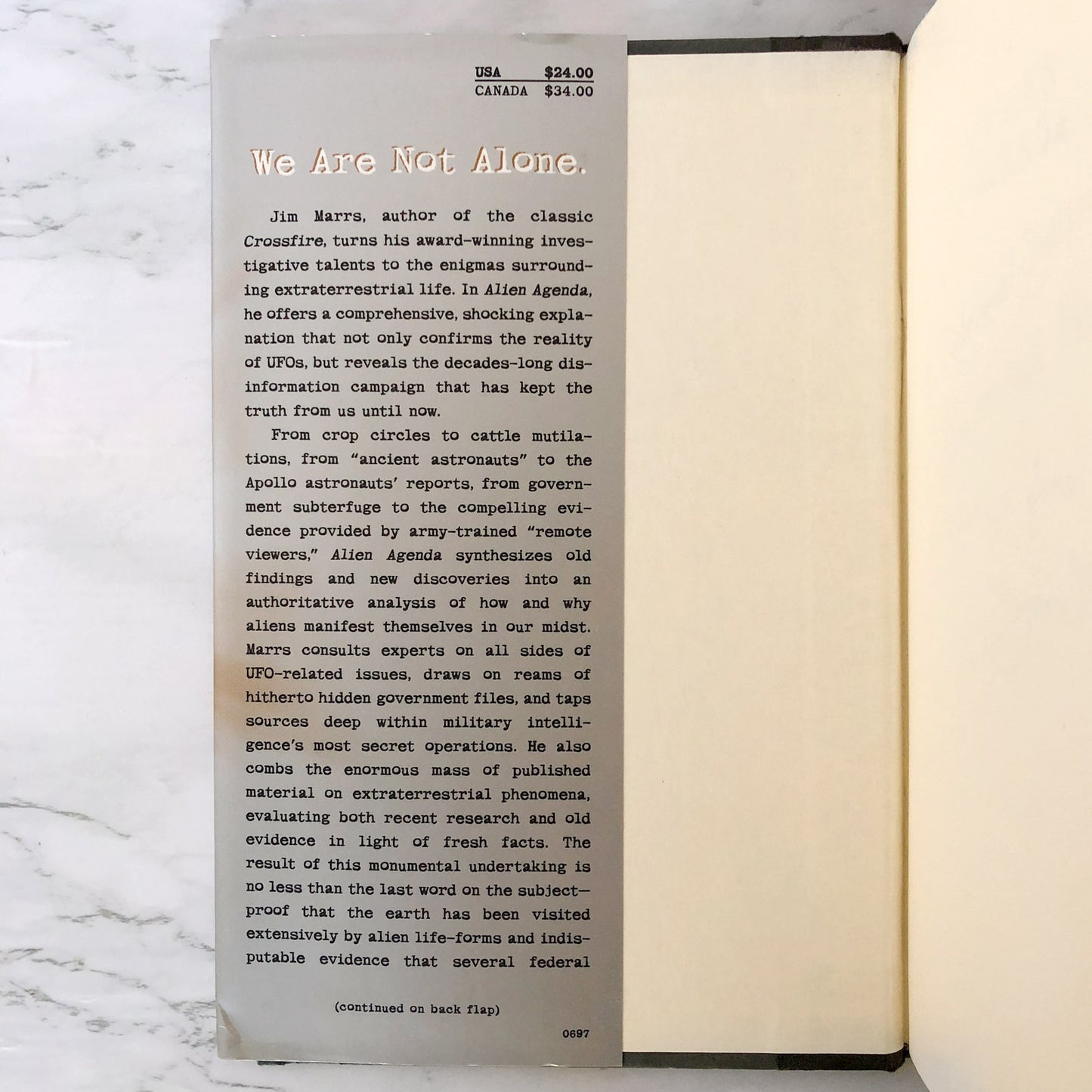 Alien Agenda: Investigating the Extraterrestrial Presence Among Us by Jim Marrs SIGNED! [FIRST EDITION]