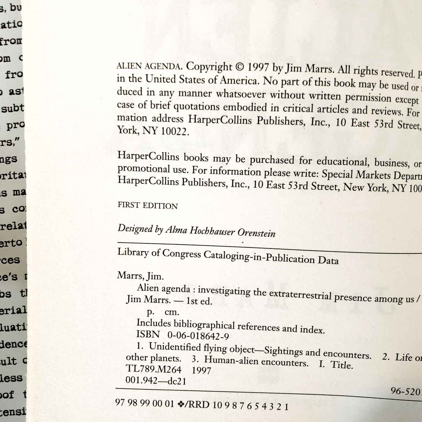 Alien Agenda: Investigating the Extraterrestrial Presence Among Us by Jim Marrs SIGNED! [FIRST EDITION]