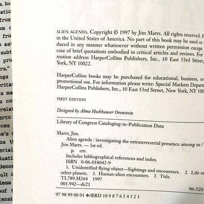 Alien Agenda: Investigating the Extraterrestrial Presence Among Us by Jim Marrs SIGNED! [FIRST EDITION]