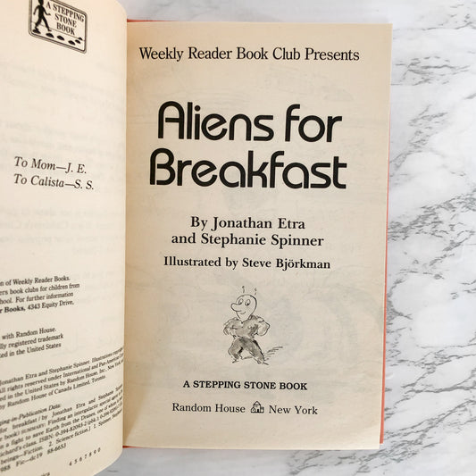 Aliens for Breakfast by Jonathan Etra & Stephanie Spinner [FIRST EDITION / 1988]