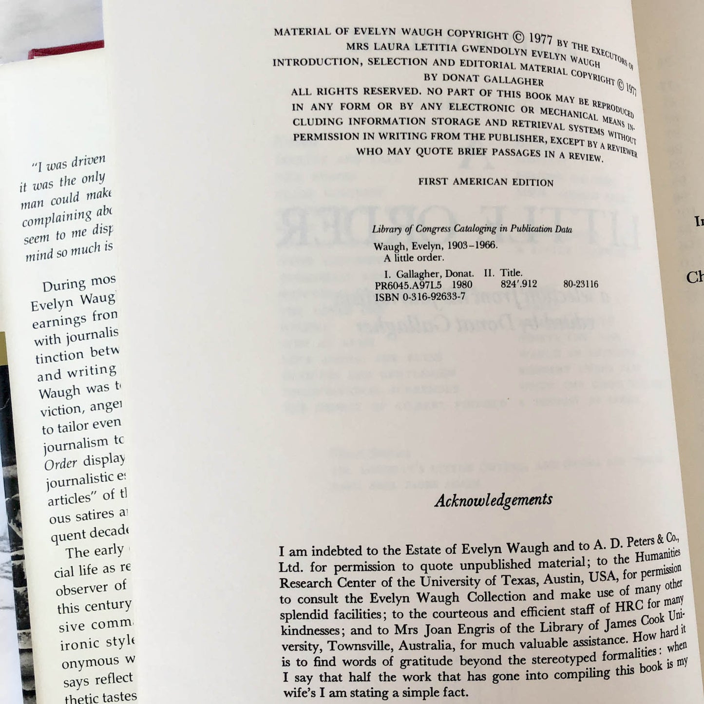 A Little Order: Selected Journalism by Evelyn Waugh [FIRST EDITION / FIRST PRINTING]