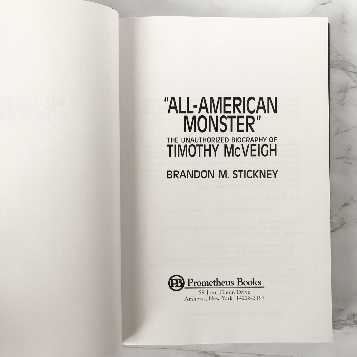 All-American Monster: The Unauthorized Biography of Timothy McVeigh by Brandon M. Stickney [FIRST EDITION] - Bookshop Apocalypse