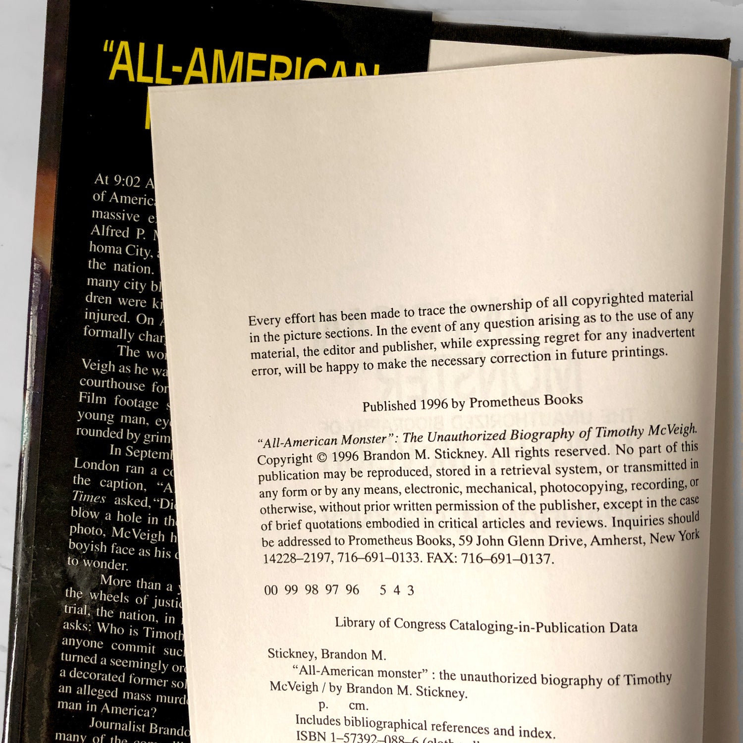 All-American Monster: The Unauthorized Biography of Timothy McVeigh by Brandon M. Stickney [FIRST EDITION] - Bookshop Apocalypse